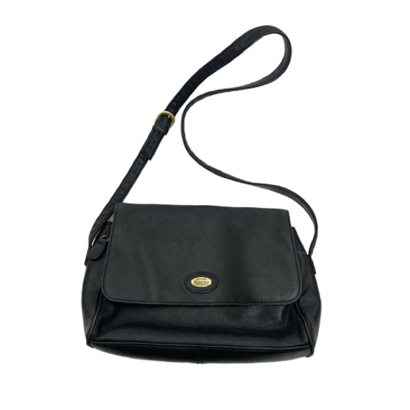 Vintage Sonoma Genuine Leather Black Crossbody Purse Flap Top Multi Compartment - Picture 1 of 16